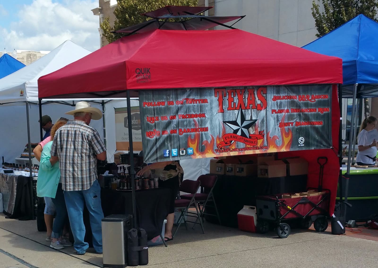 The Texas Flame And Smoke booth at a GO TEXAN event